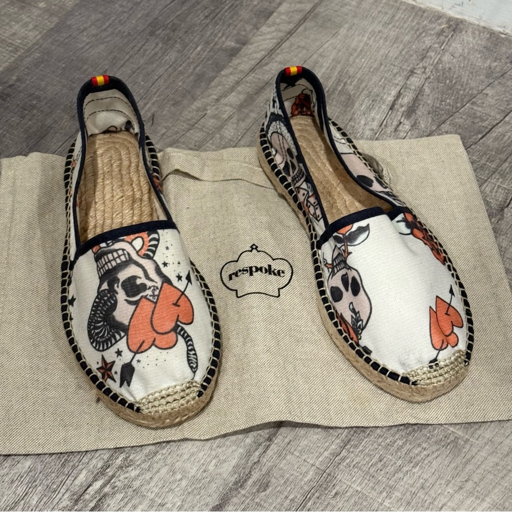Respoke Fernanda Cream Espadrilles with Skull and Floral Design - Picture 5 of 6